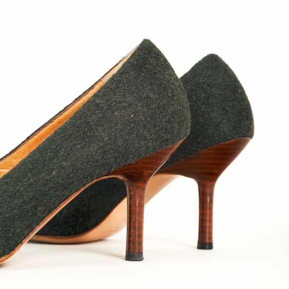 Gucci Tom Ford Era Green Wool Pointed-Toe Heels - Picture 7 of 9